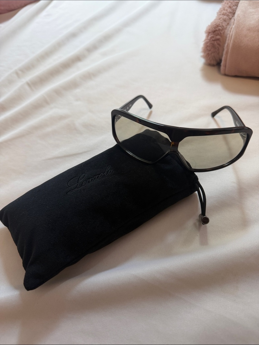 Lexxola Black Shield Sunglasses with Light Amber Lenses